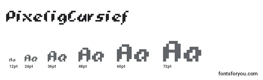 PixeligCursief Font Sizes