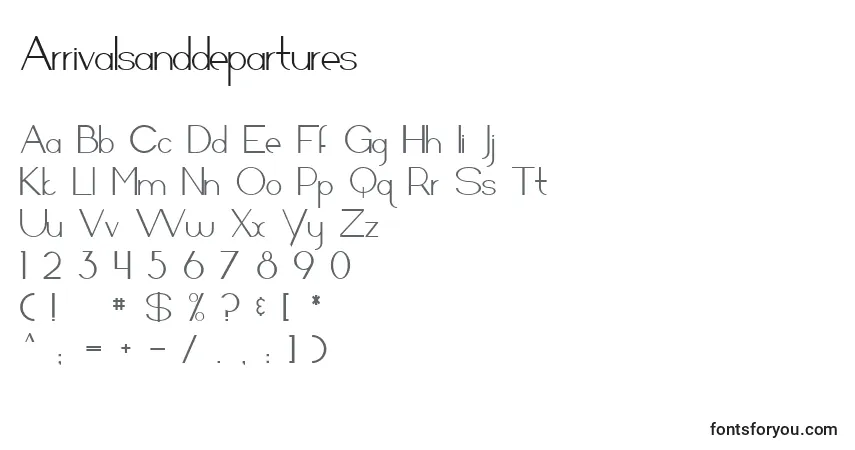 Czcionka Arrivalsanddepartures – alfabet, cyfry, specjalne znaki