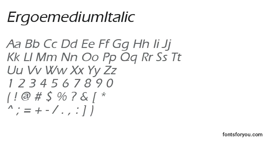 ErgoemediumItalic Font – alphabet, numbers, special characters