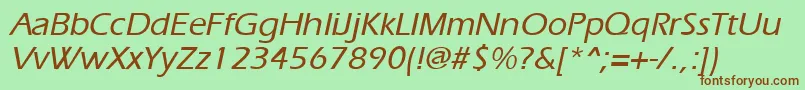 ErgoemediumItalic Font – Brown Fonts on Green Background