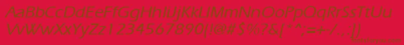ErgoemediumItalic-fontti – ruskeat fontit punaisella taustalla