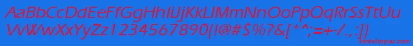 ErgoemediumItalic Font – Red Fonts on Blue Background