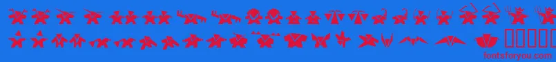 Damgram-Schriftart – Rote Schriften auf blauem Hintergrund