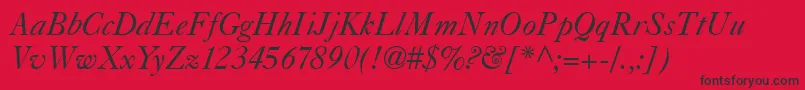 Fonte Caslon540Italic – fontes pretas em um fundo vermelho