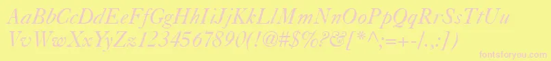 Caslon540Italic-fontti – vaaleanpunaiset fontit keltaisella taustalla