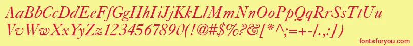 Caslon540Italic Font – Red Fonts on Yellow Background