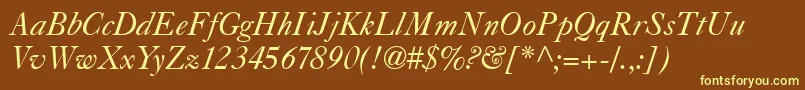 Caslon540Italic-fontti – keltaiset fontit ruskealla taustalla