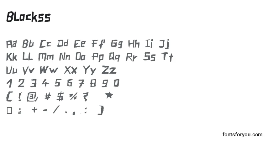 Schriftart Blockss – Alphabet, Zahlen, spezielle Symbole