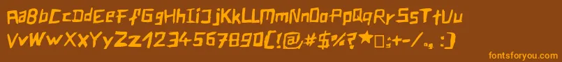 Lisätietoja Blockss-fontista Blockss-fontti – oranssit fontit ruskealla taustalla