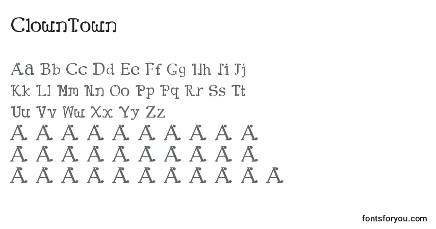 Czcionka ClownTown – alfabet, cyfry, specjalne znaki
