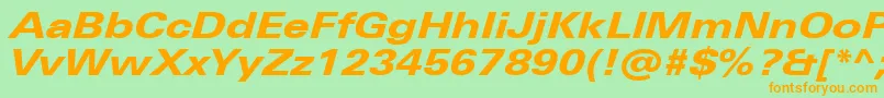 UniversNextProHeavyExtendedItalic Font – Orange Fonts on Green Background