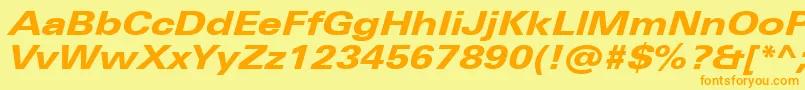 UniversNextProHeavyExtendedItalic Font – Orange Fonts on Yellow Background