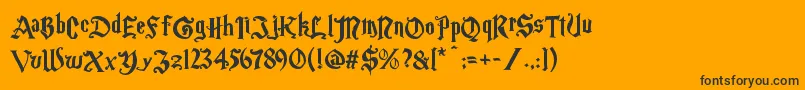 Magicschoolone-Schriftart – Schwarze Schriften auf orangefarbenem Hintergrund