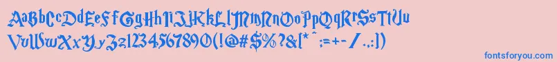 Magicschoolone-Schriftart – Blaue Schriften auf rosa Hintergrund