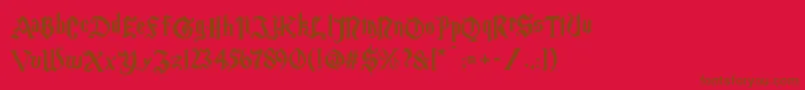 Magicschoolone-Schriftart – Braune Schriften auf rotem Hintergrund