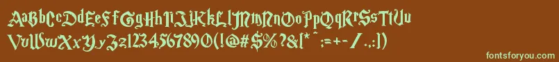 Magicschoolone-fontti – vihreät fontit ruskealla taustalla