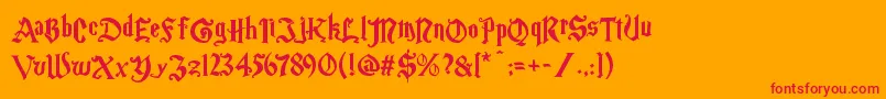 Magicschoolone-Schriftart – Rote Schriften auf orangefarbenem Hintergrund