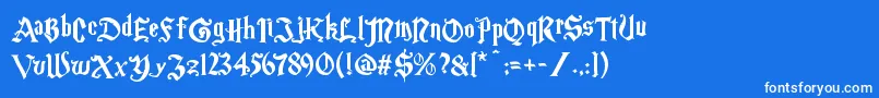 Magicschoolone-Schriftart – Weiße Schriften auf blauem Hintergrund