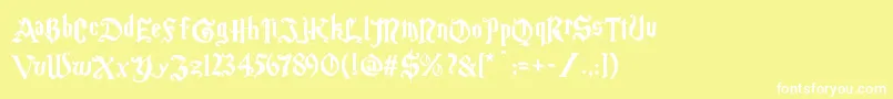 Magicschoolone-fontti – valkoiset fontit keltaisella taustalla