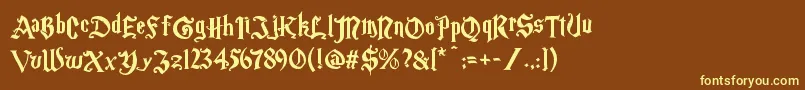 Magicschoolone-fontti – keltaiset fontit ruskealla taustalla
