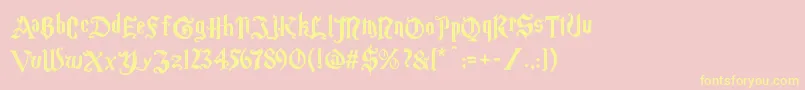 Magicschoolone-Schriftart – Gelbe Schriften auf rosa Hintergrund
