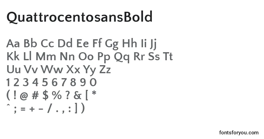 Шрифт QuattrocentosansBold – алфавит, цифры, специальные символы