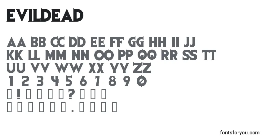 Czcionka Evildead – alfabet, cyfry, specjalne znaki