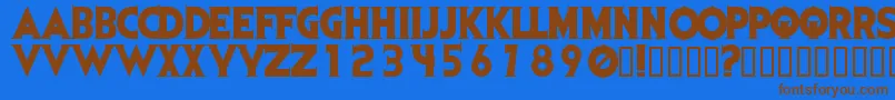 フォントEvildead – 茶色の文字が青い背景にあります。