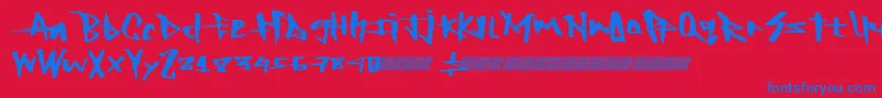 Rockingtimes-Schriftart – Blaue Schriften auf rotem Hintergrund