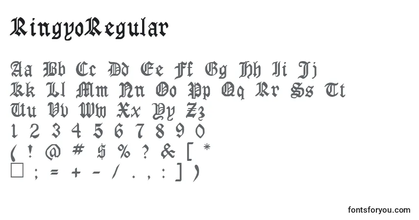 Шрифт RingyoRegular – алфавит, цифры, специальные символы