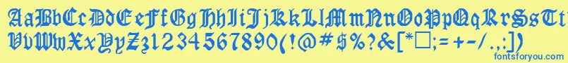 RingyoRegular Font – Blue Fonts on Yellow Background