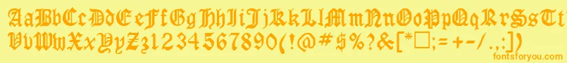 フォントRingyoRegular – オレンジの文字が黄色の背景にあります。