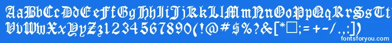 Czcionka RingyoRegular – białe czcionki na niebieskim tle