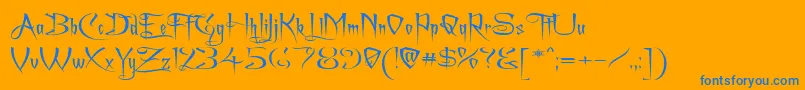 フォントACharmingFontExpanded – オレンジの背景に青い文字