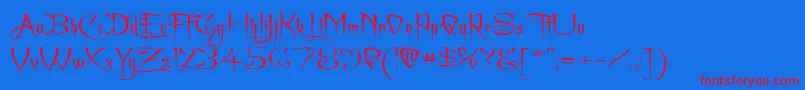 フォントACharmingFontExpanded – 赤い文字の青い背景