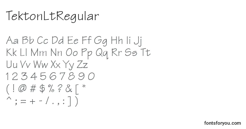 Шрифт TektonLtRegular – алфавит, цифры, специальные символы
