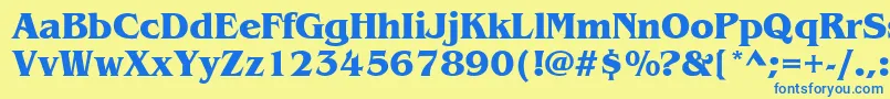 フォントItcBenguiatBold – 青い文字が黄色の背景にあります。