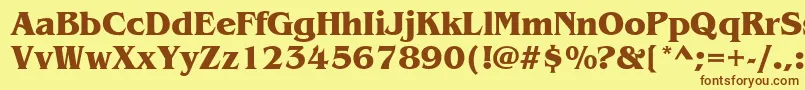 ItcBenguiatBold-fontti – ruskeat fontit keltaisella taustalla