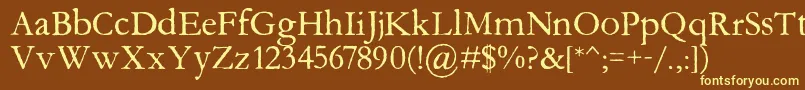 Aquifer-fontti – keltaiset fontit ruskealla taustalla