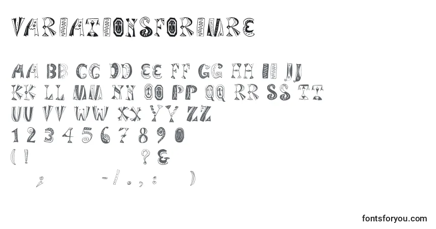 Fuente Variationsforimre - alfabeto, números, caracteres especiales