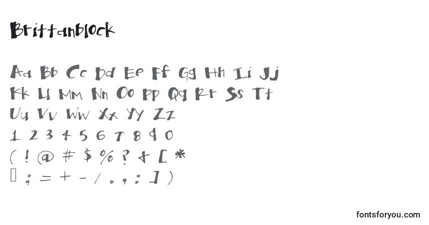 Czcionka Brittanblock – alfabet, cyfry, specjalne znaki