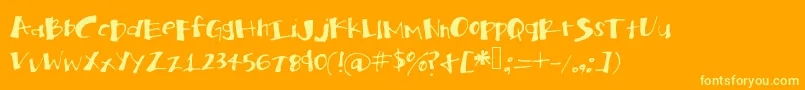 Brittanblock-Schriftart – Gelbe Schriften auf orangefarbenem Hintergrund