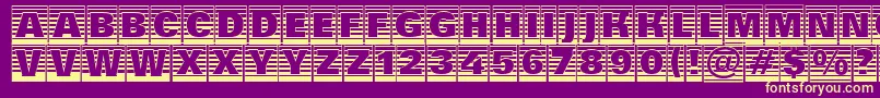 フォントAGroticttlcmgdstrhv – 紫の背景に黄色のフォント