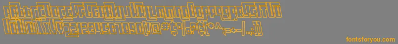 SfCosmicAgeOutlineOblique-Schriftart – Orangefarbene Schriften auf grauem Hintergrund