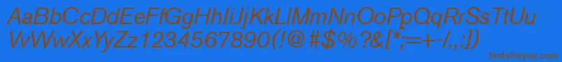 A750SansItalic-Schriftart – Braune Schriften auf blauem Hintergrund