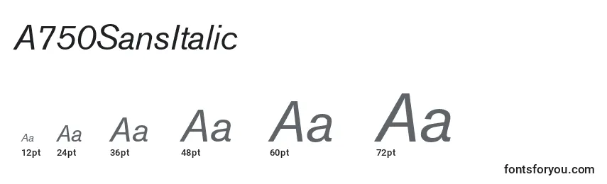 Größen der Schriftart A750SansItalic