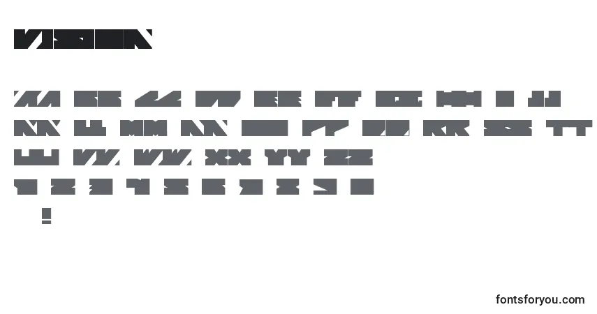 Schriftart Vision – Alphabet, Zahlen, spezielle Symbole
