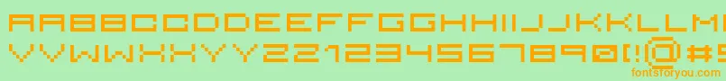 フォントSerious 4 – オレンジの文字が緑の背景にあります。