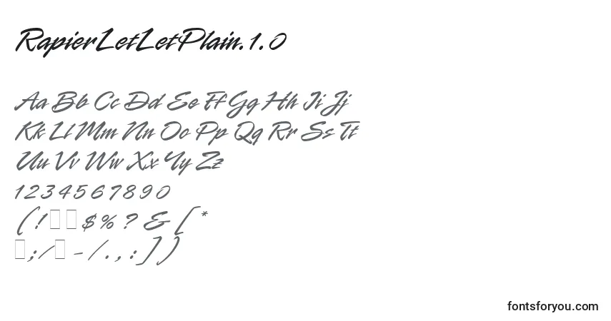 Шрифт RapierLetLetPlain.1.0 – алфавит, цифры, специальные символы