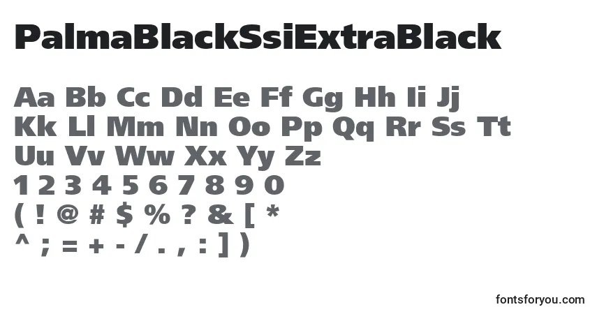 A fonte PalmaBlackSsiExtraBlack – alfabeto, números, caracteres especiais